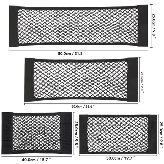Car Back Rear Mesh Trunk Seat Elastic String Net Magic Sticker Universal Storage - Auto Aesthetics